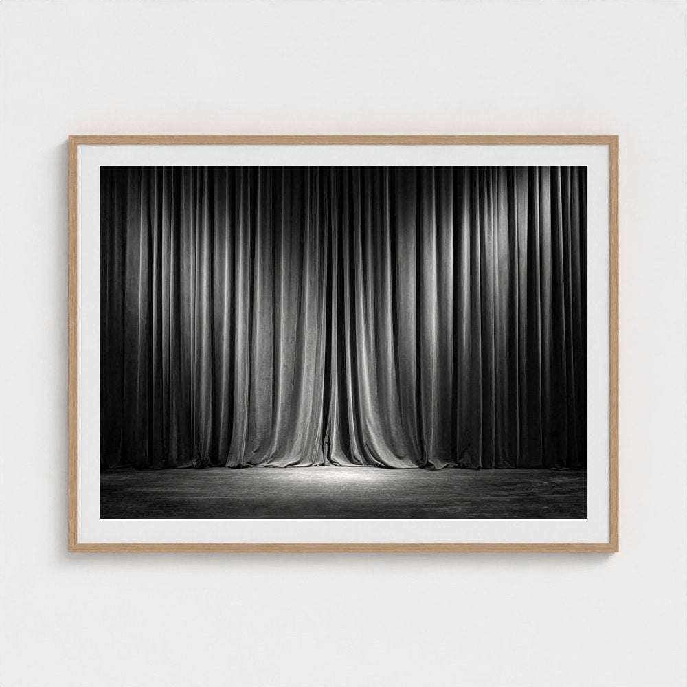 Dramatic Velvet Stage Curtains in Deep Charcoal Tones