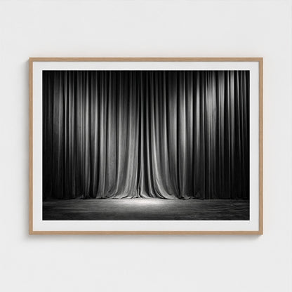 Dramatic Velvet Stage Curtains in Deep Charcoal Tones