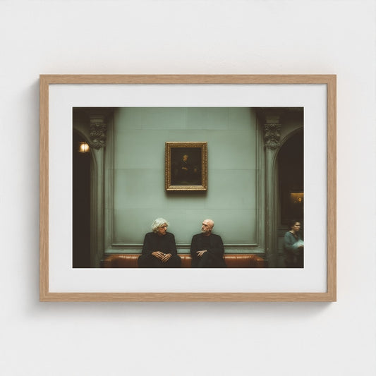 Gallery Portrait of Two Men on Brown Leather Sofa
