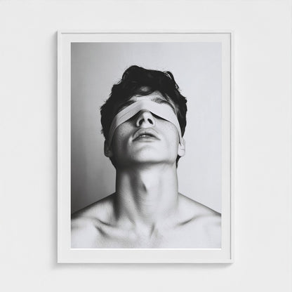 Blindfolded Studio Portrait in Monochrome Tones