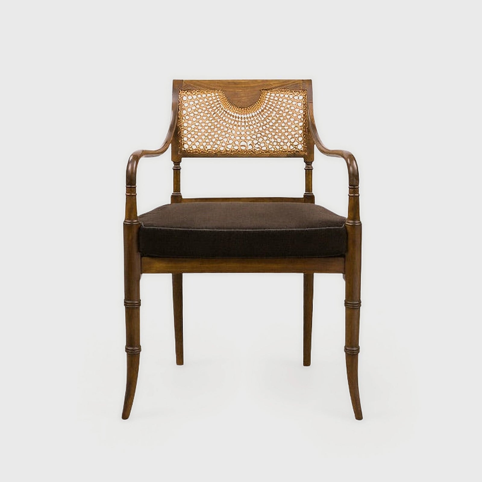 Alternate view of Midcentury Cane and Carved Wood Armchai – Masculine Fine Art - Luxury Armchair | Provenance & Patina
