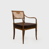 Product shot of Midcentury Cane and Carved Wood Armchai – Masculine Fine Art - Luxury Armchair | Provenance & Patina
