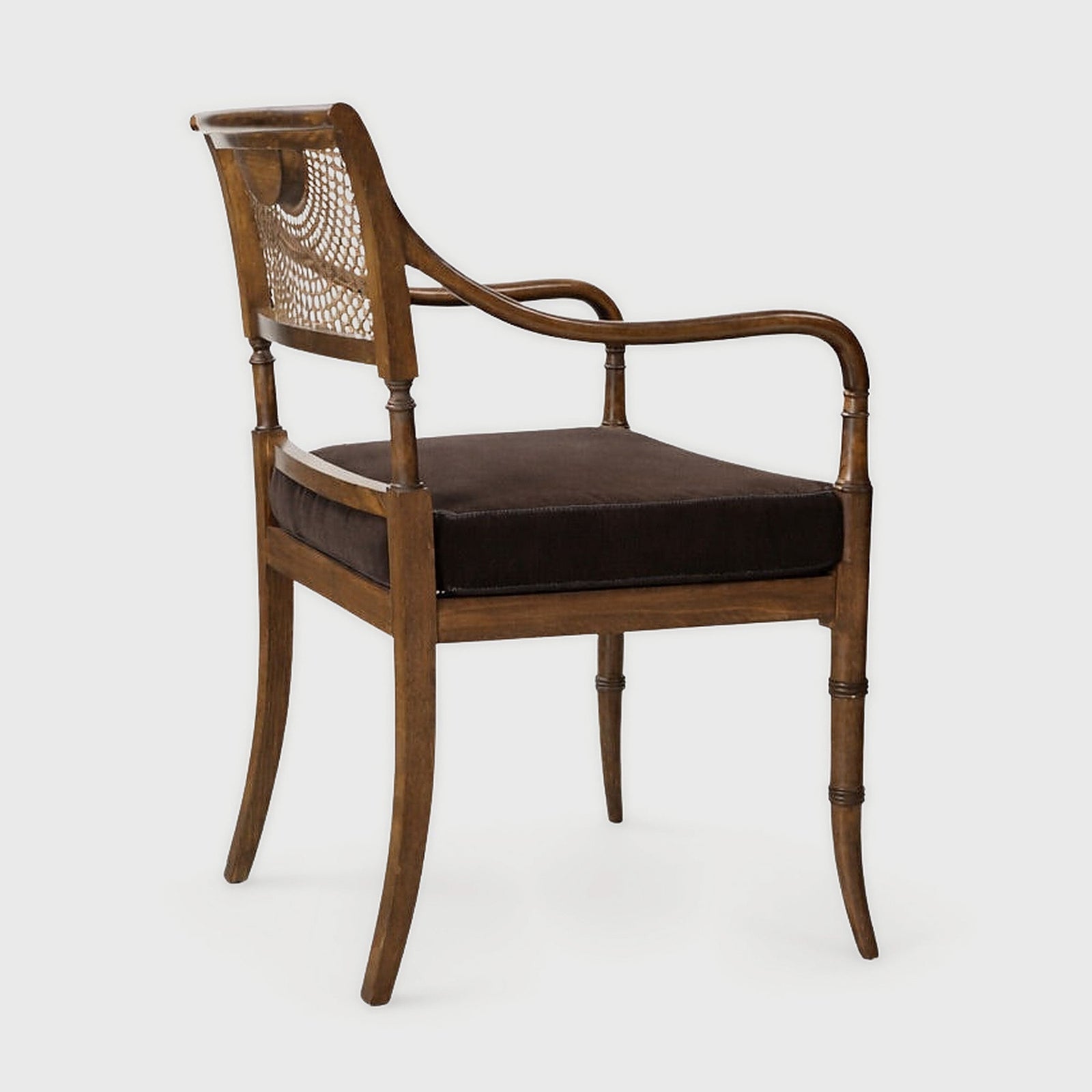 Alternate view of Midcentury Cane and Carved Wood Armchai – Masculine Fine Art - Luxury Armchair | Provenance & Patina