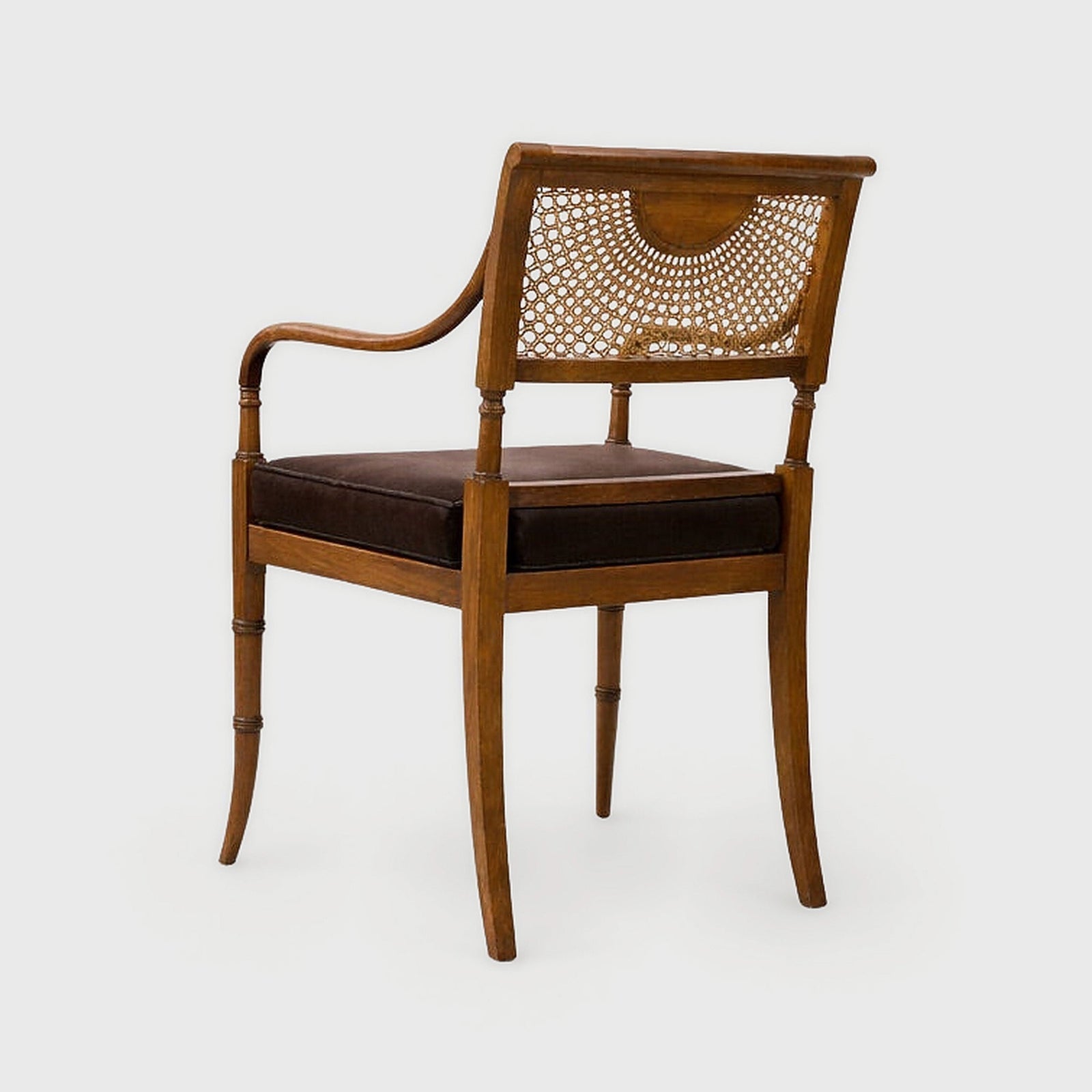 Alternate view of Midcentury Cane and Carved Wood Armchai – Masculine Fine Art - Luxury Armchair | Provenance & Patina