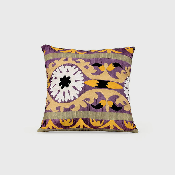Product shot of Purple and Gold Abstract Throw Pillow – Masculine Fine Art - Luxury Pillows | Provenance & Patina