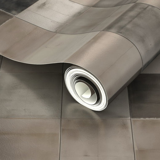 Pearlescent sheen on metallic plaster tiles wallpaper by Axel Vervoordt