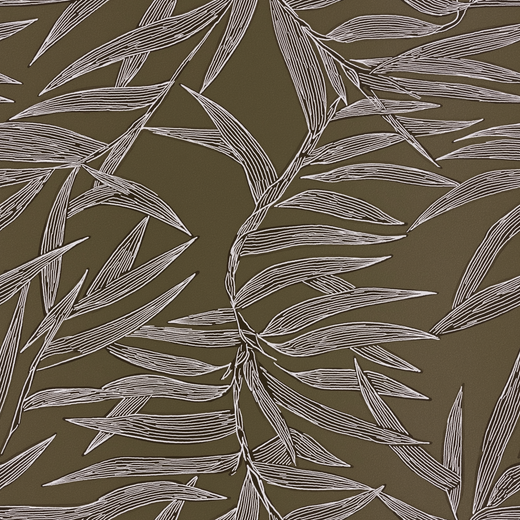 Bamboo leaf pattern repeat shown in a neutral mineral colorway.