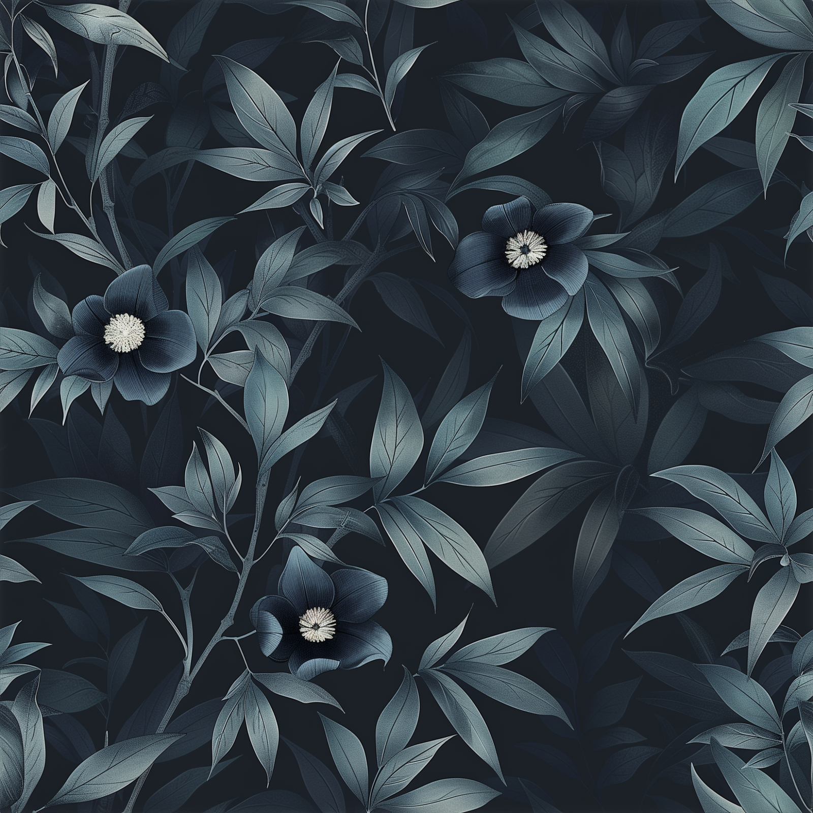 Lifestyle view of Midnight Bloom Garden Wallpaper | Provenance & Patina