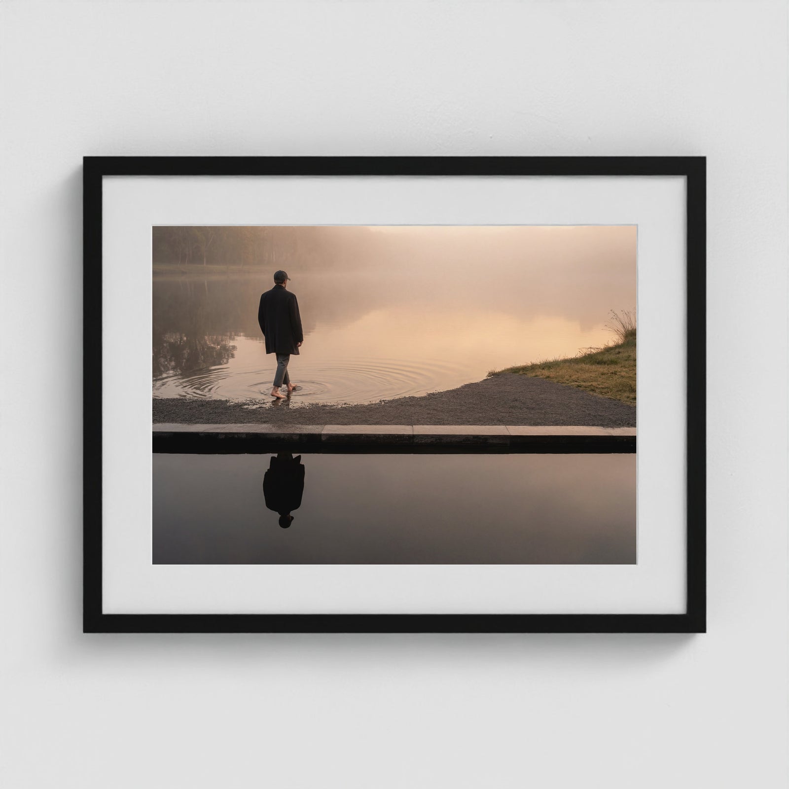 Barefoot Lakeshore 24x18 Black Landscape Box Frame