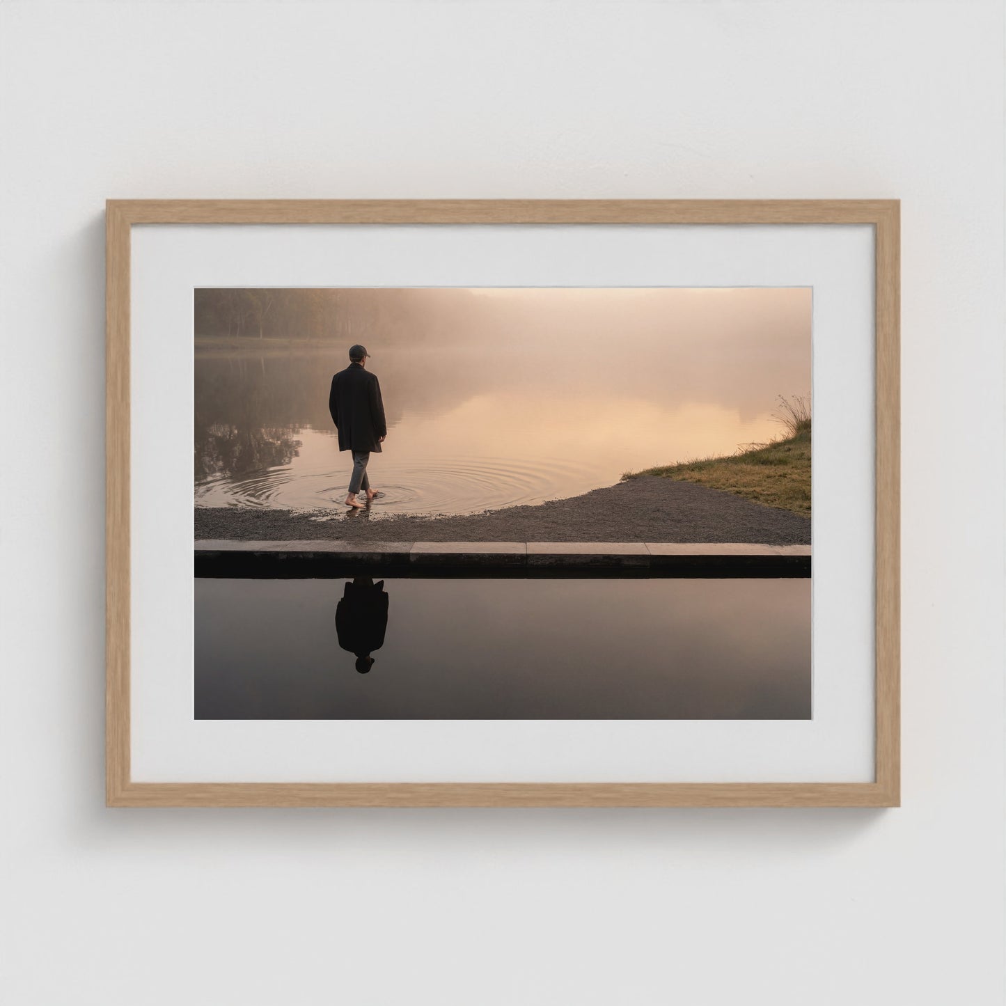 Barefoot Lakeshore 24x18 Natural Landscape Box Frame