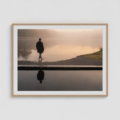 Barefoot Lakeshore 48x36 Natural Landscape Box Frame