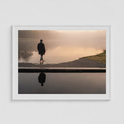 Barefoot Lakeshore 48x36 White Landscape Box Frame