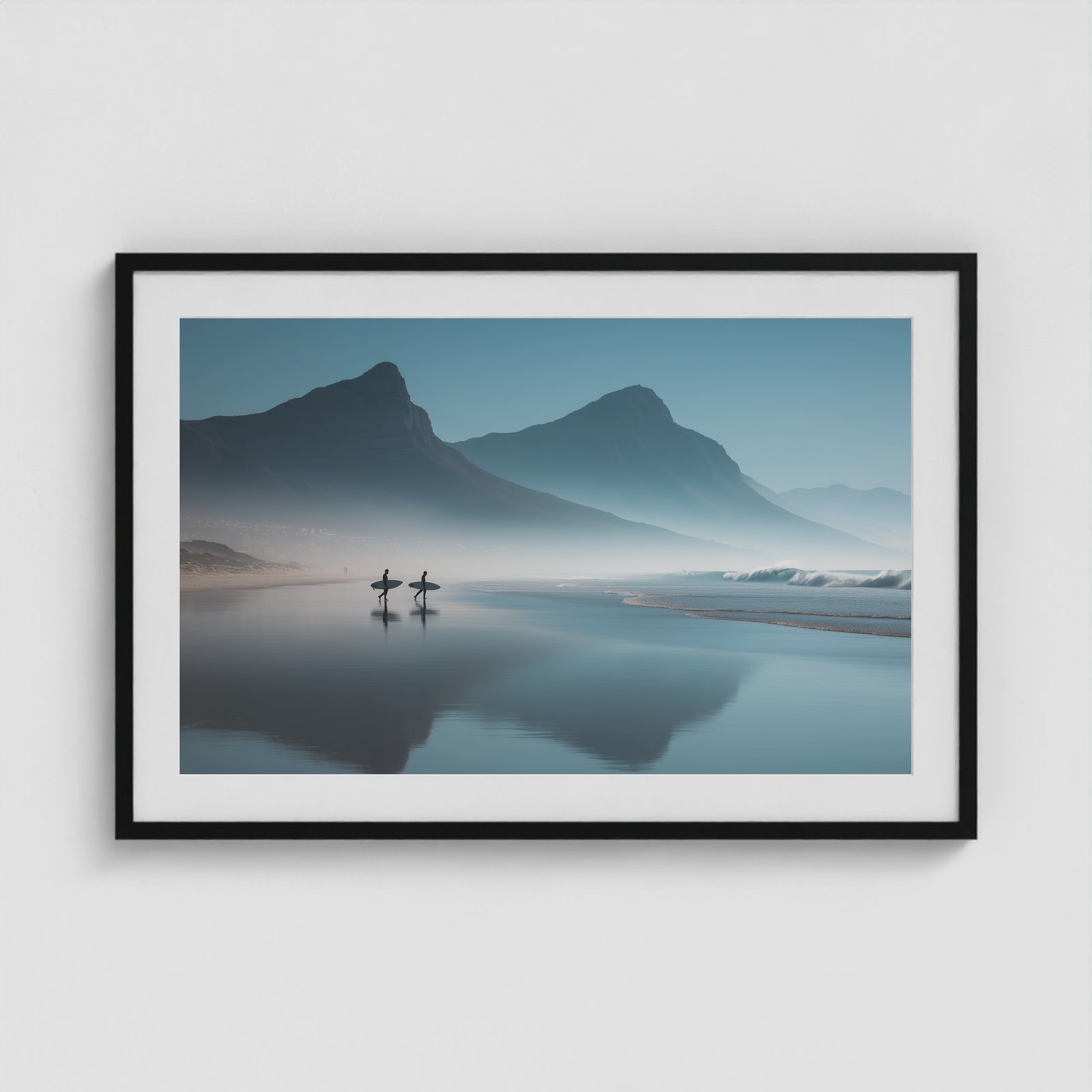 Cape Town Sunrise Surf 36x24 Black Landscape Box Frame