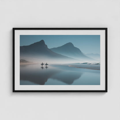 Cape Town Sunrise Surf 36x24 Black Landscape Box Frame
