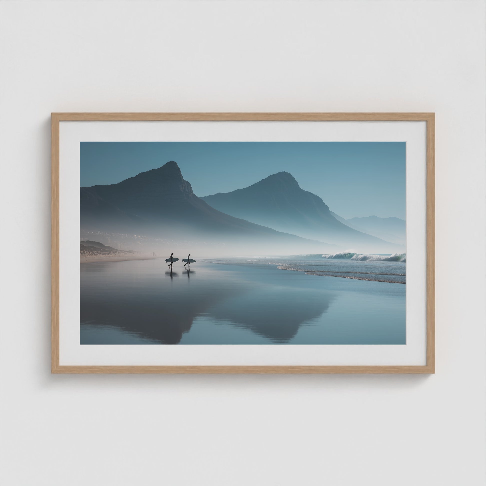 Cape Town Sunrise Surf 36x24 Natural Landscape Box Frame