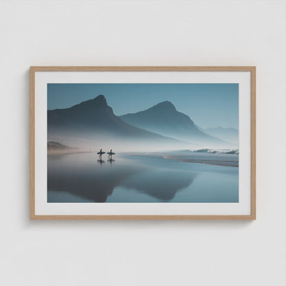 Cape Town Sunrise Surf 36x24 Natural Landscape Box Frame