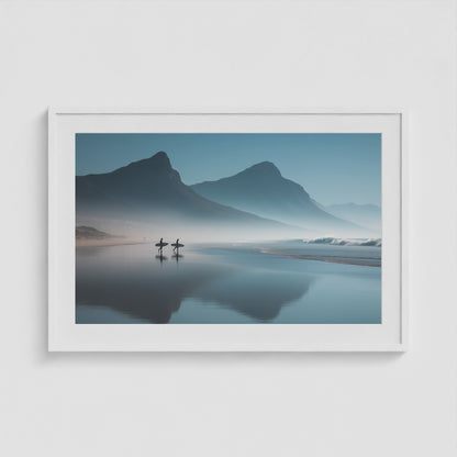 Cape Town Sunrise Surf 36x24 White Landscape Box Frame