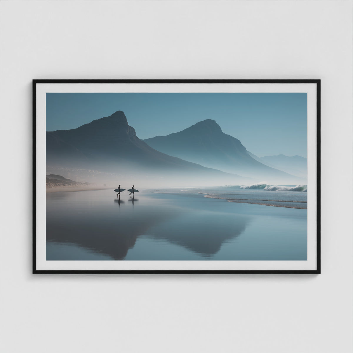 Cape Town Sunrise Surf 60x40 Black Landscape Box Frame