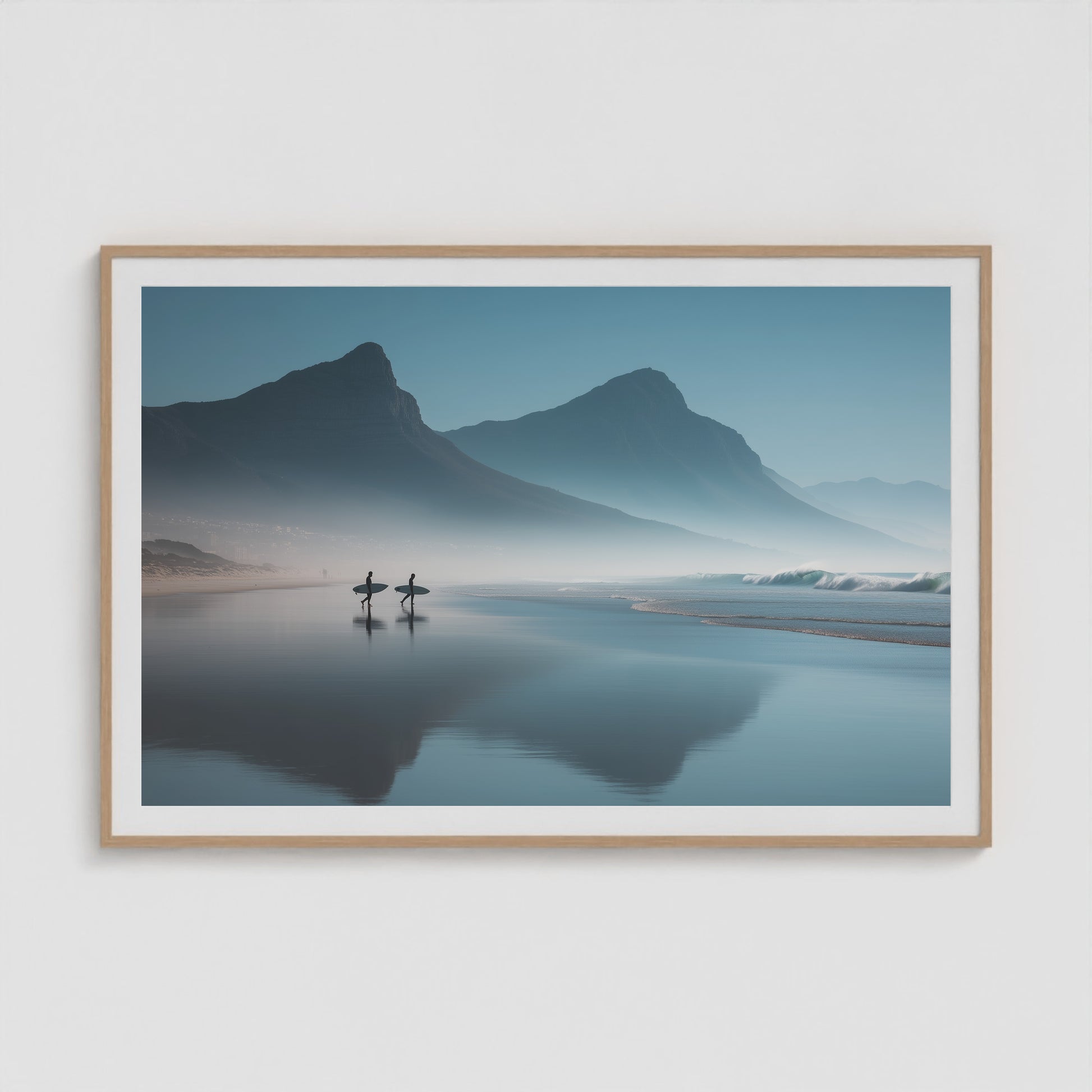 Cape Town Sunrise Surf 60x40 Natural Landscape Box Frame