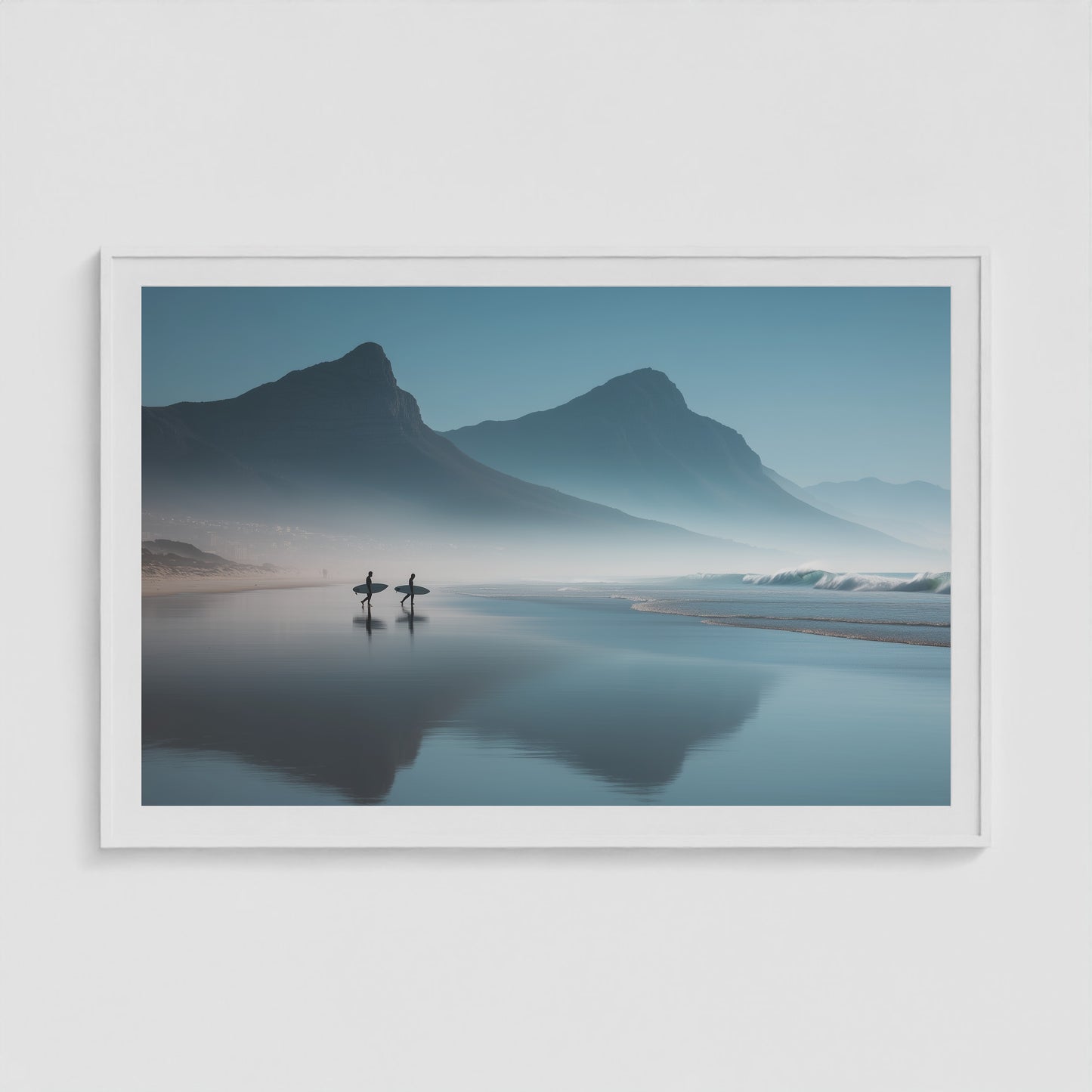 Cape Town Sunrise Surf 60x40 White Landscape Box Frame