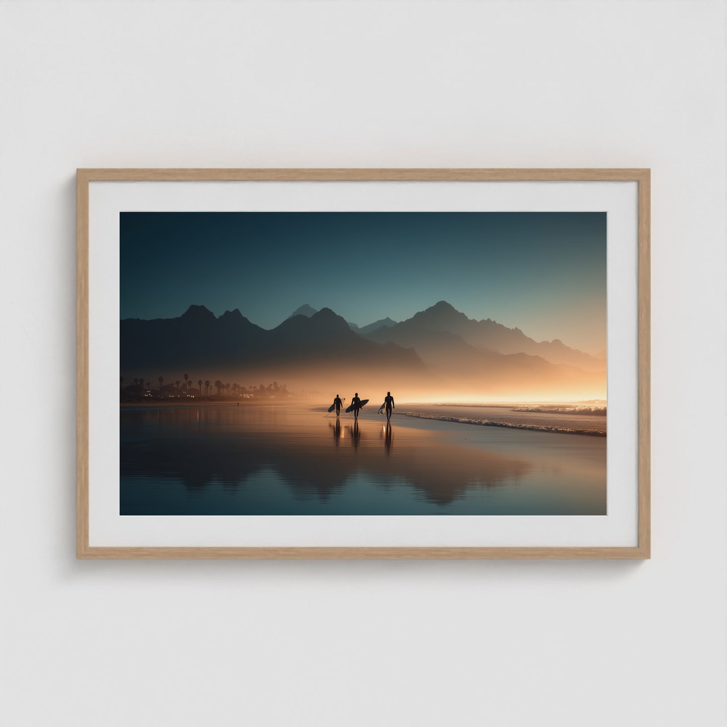 Cape Town Sunset Surf 36x24 Natural Landscape Box Frame
