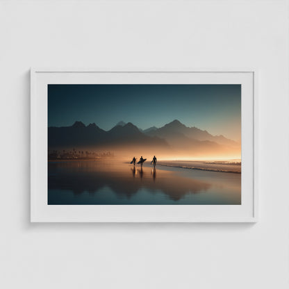 Cape Town Sunset Surf 36x24 White Landscape Box Frame