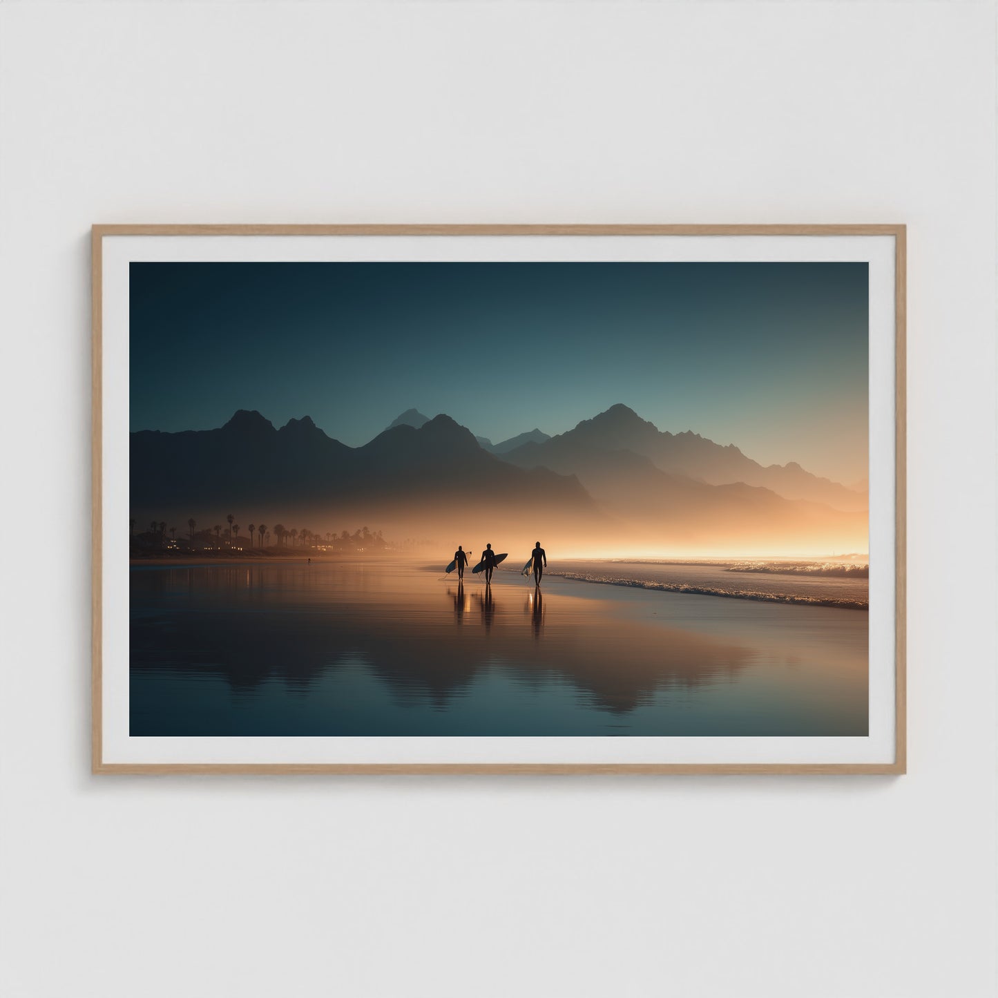 Cape Town Sunset Surf 60x40 Natural Landscape Box Frame
