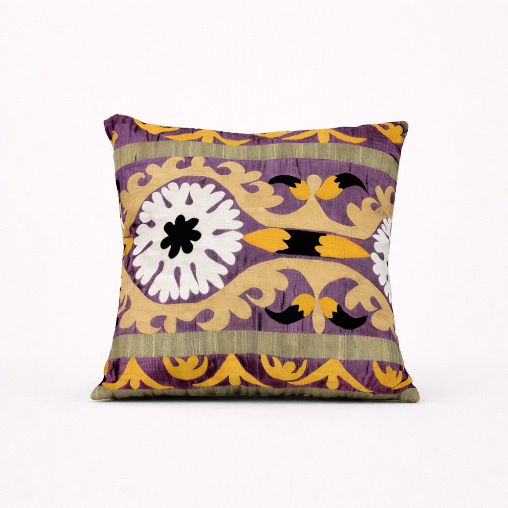 Purple and Gold Abstract Throw Pillow