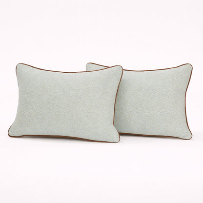 Seafoam Pillows with Cognac Trim Pair