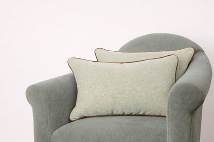 Seafoam Pillows with Cognac Trim Pair