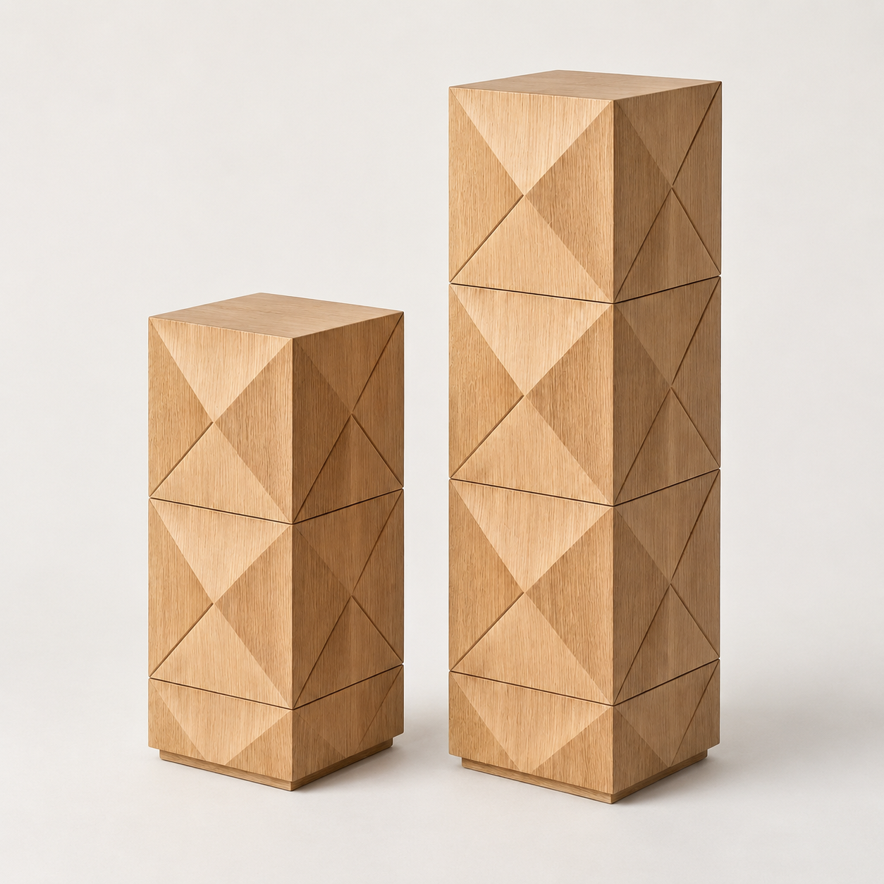 Stately custom tall column pedestal crafted from premium wood veneer panels.