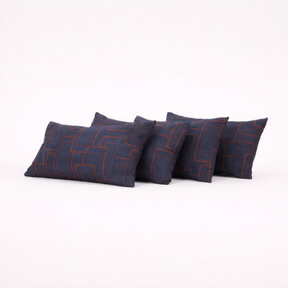 Navy and Copper Geometric Pillows Set of 4