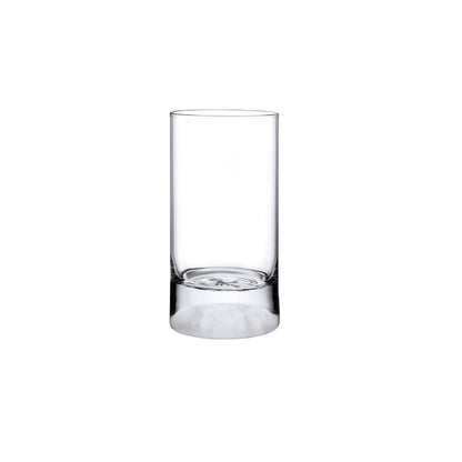 Close-up of a Club Ice highball glass, highlighting the solid glass base with its light-catching ice texture.