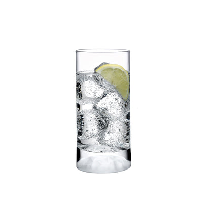 NUDE Glass Club Ice medium highball glass showcasing the signature textured ice-effect base design.
