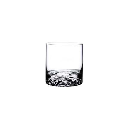 Detailed view of a single modern lead-free crystal whisky glass showing its heavy base.