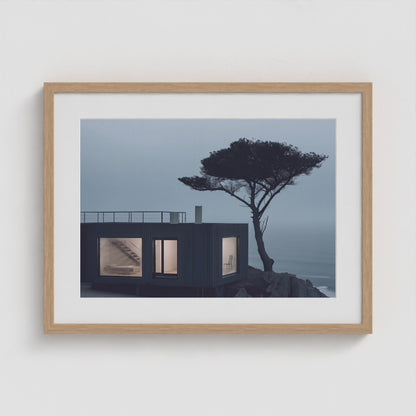 Coastal Cabin 24x18 Natural Landscape Box Frame