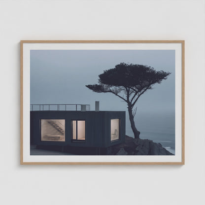 Coastal Cabin 48x36 Natural Landscape Box Frame