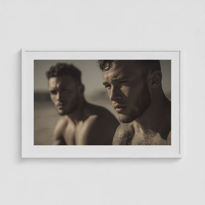 Comrades – Sepia Study No. 1 36x24 White Landscape Box Frame