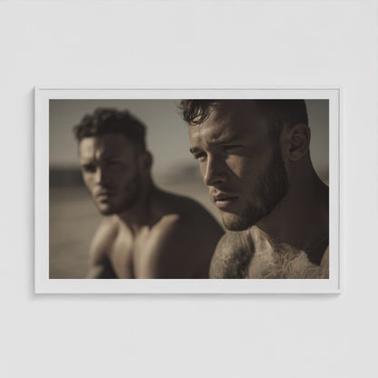 Comrades – Sepia Study No. 1 60x40 White Landscape Box Frame