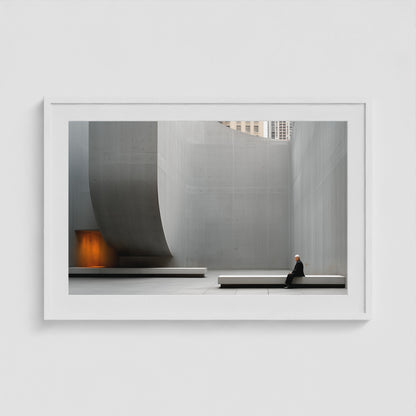 Concrete Curves 36x24 White Landscape Box Frame