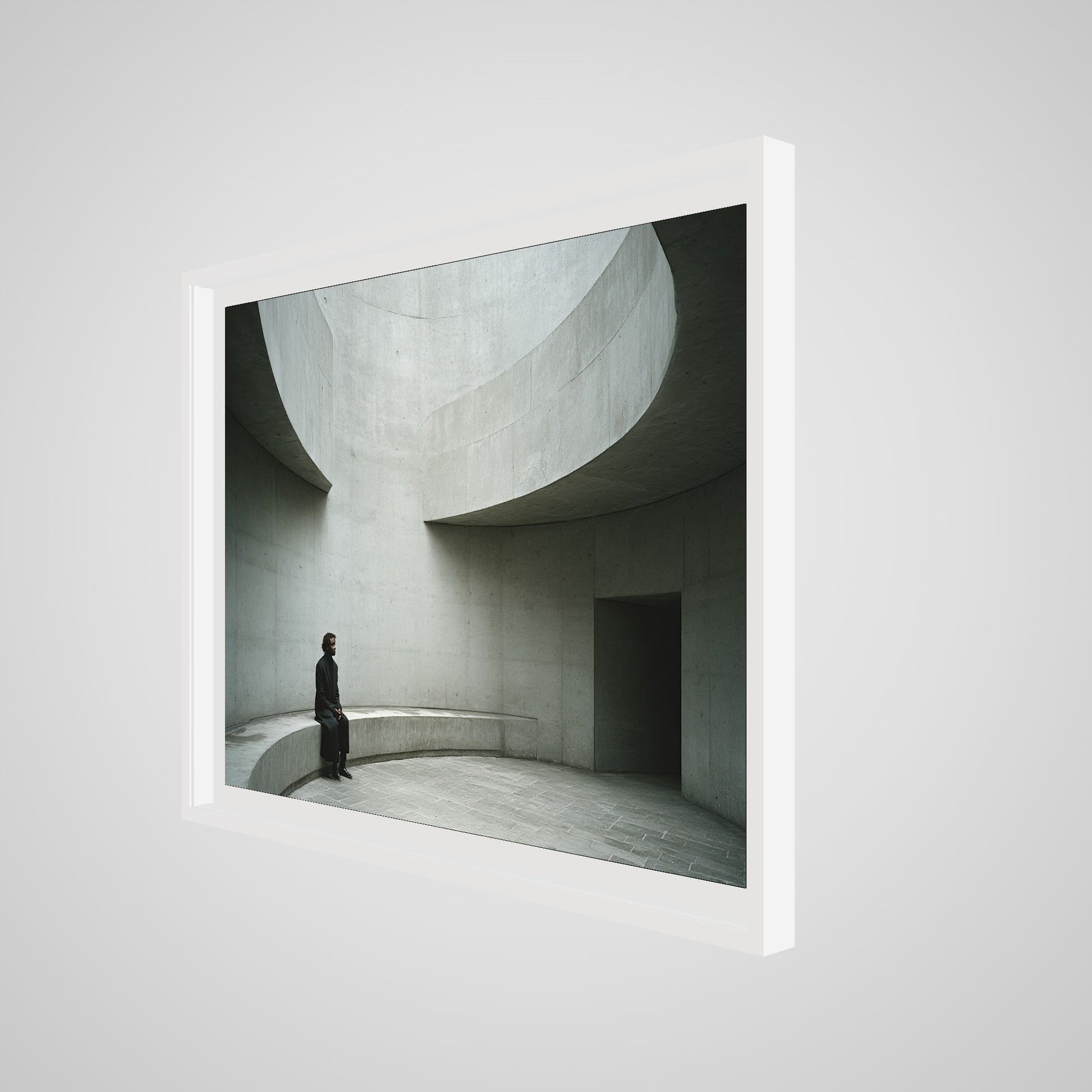 Angled view of 48x36 white deep spacer frame highlighting clean lines and matting