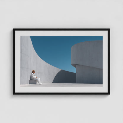 Concrete Curves, Blue Sky 36x24 Black Landscape Box Frame