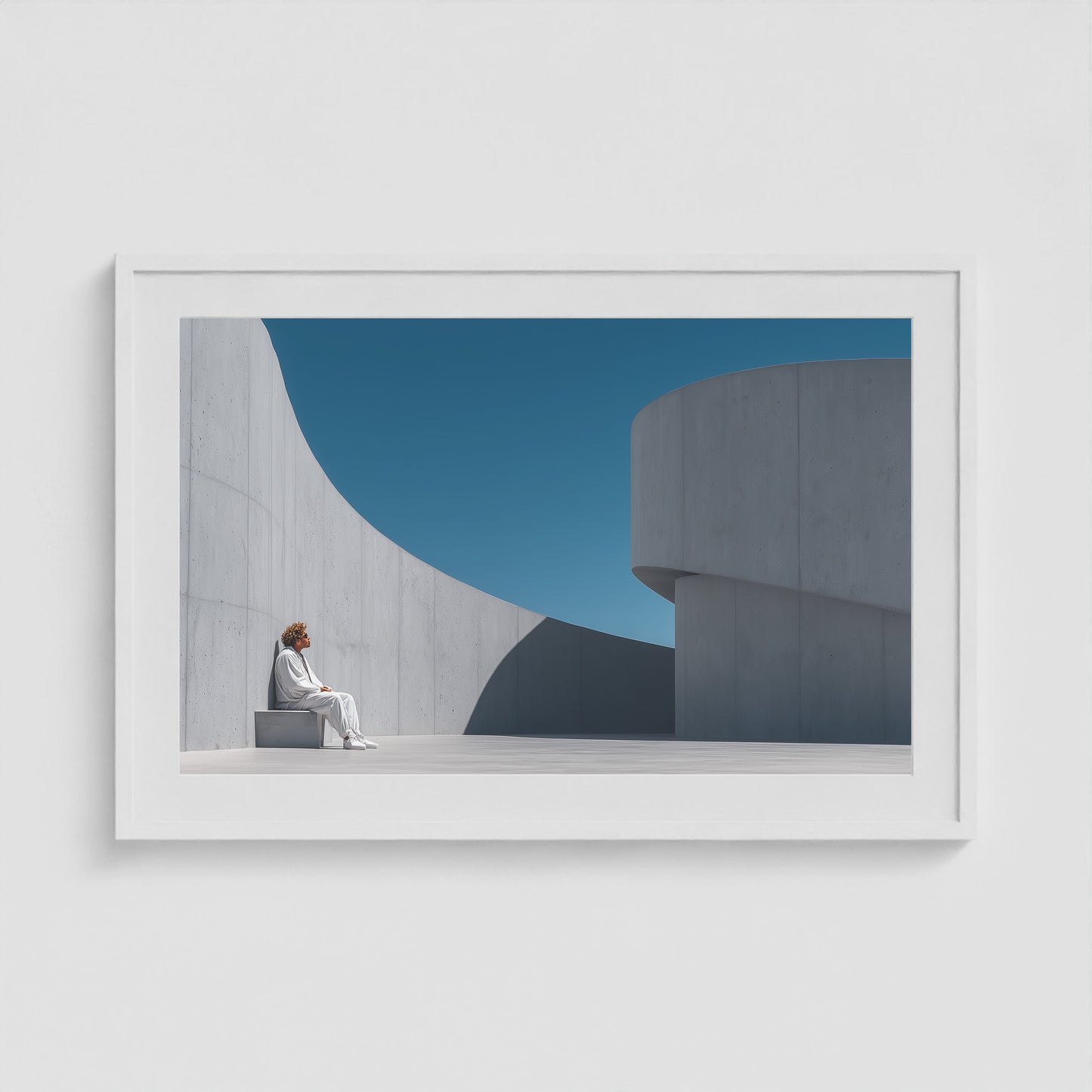 Concrete Curves, Blue Sky 36x24 White Landscape Box Frame