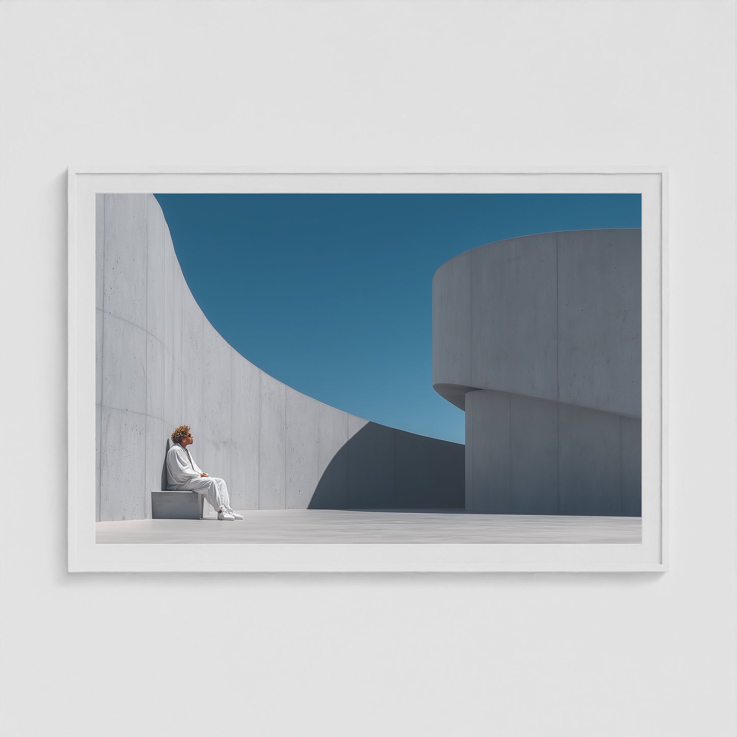 Concrete Curves, Blue Sky 60x40 White Landscape Box Frame