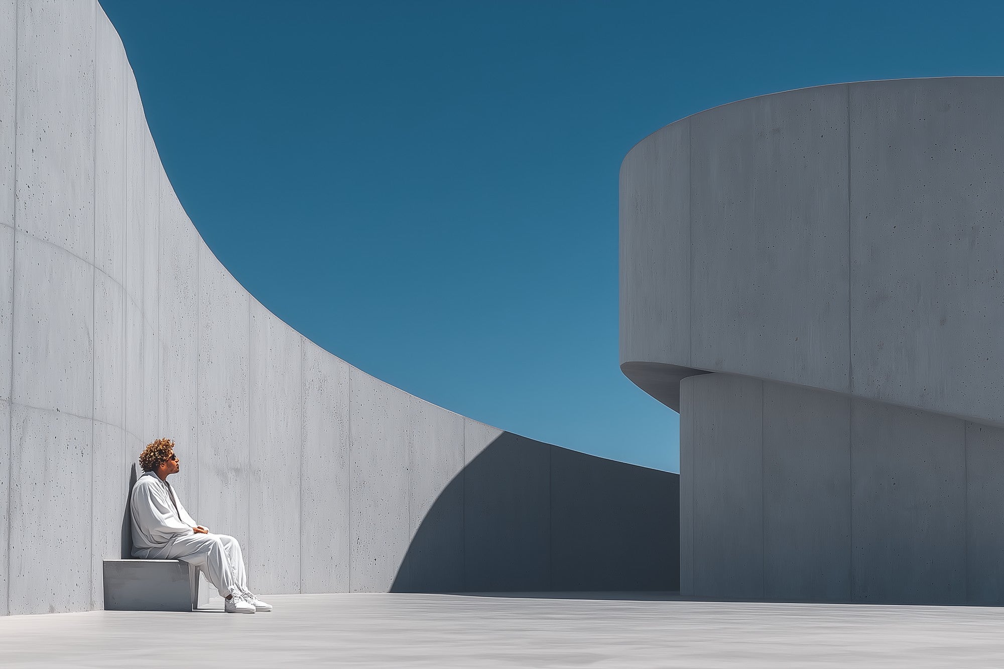 High-resolution framed view of Concrete Curves, Blue Sky - Raw Artwork