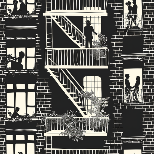 Close-up illustration of the cowboy-hatted figure motif from the wallpaper design
