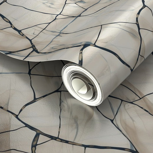 Close-up of the luminous metallic substrate for the Crackled Porcelain medium repeat wallpaper.