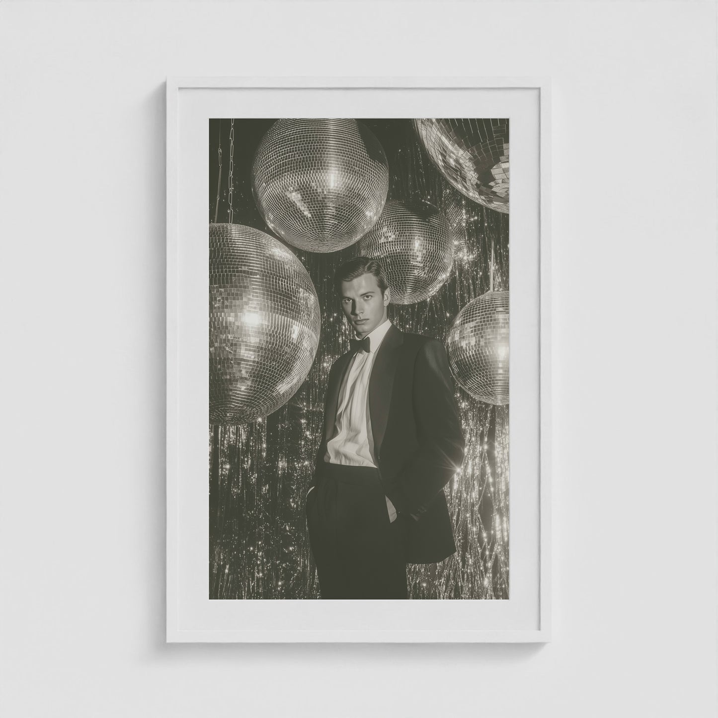 Dapper Disco 24x36 White Portrait Box Frame