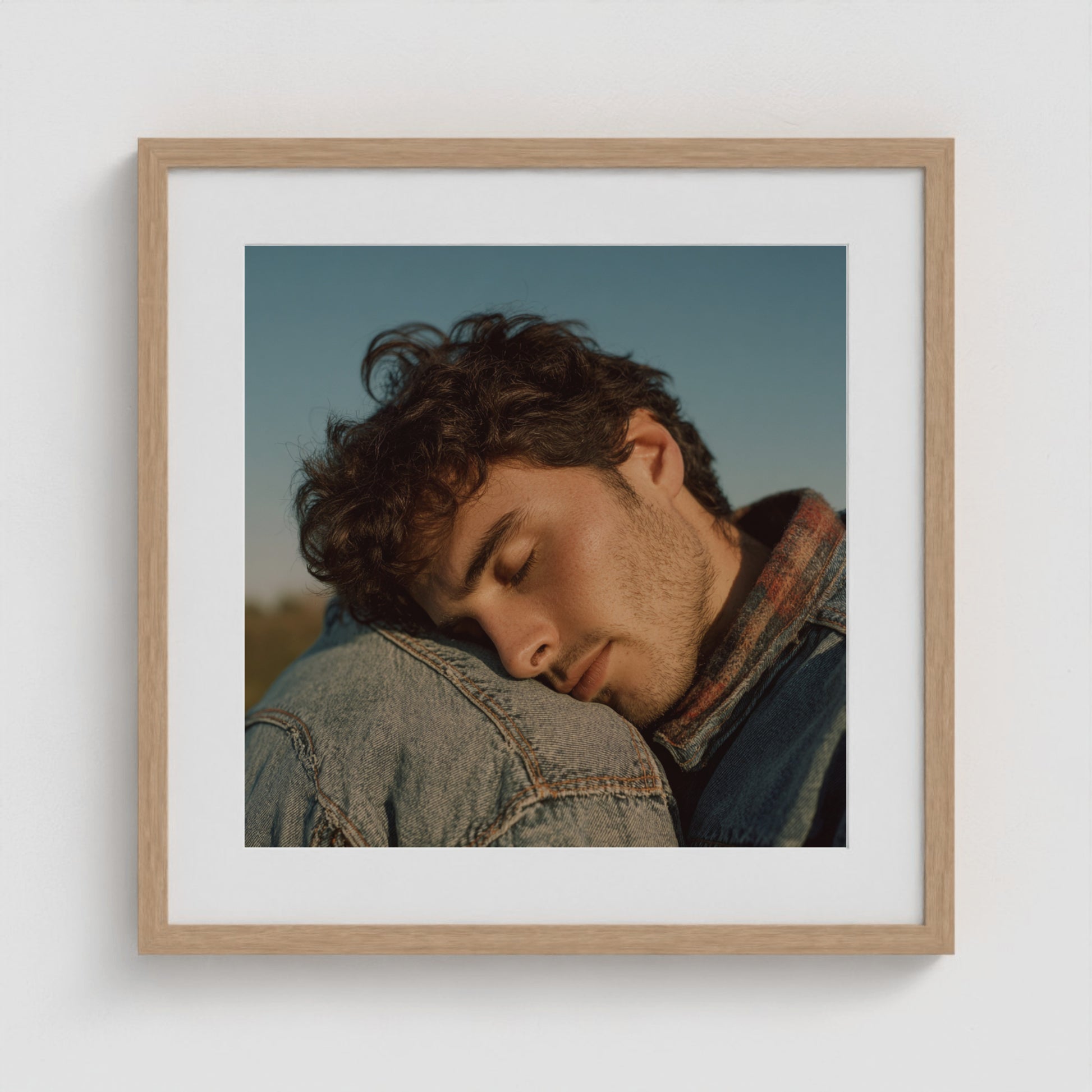 Denim Reverie 20x20 Natural Square Box Frame