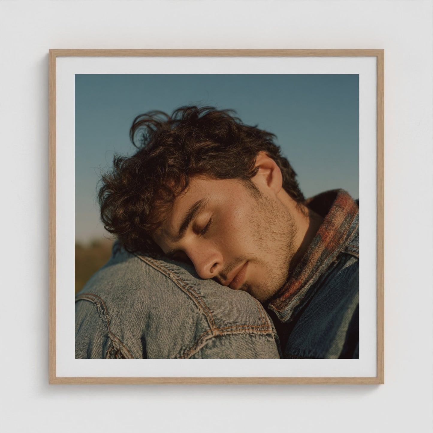 Denim Reverie 36x36 Natural Square Box Frame